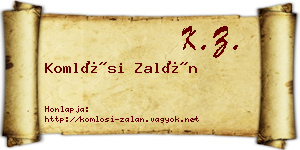 Komlósi Zalán névjegykártya